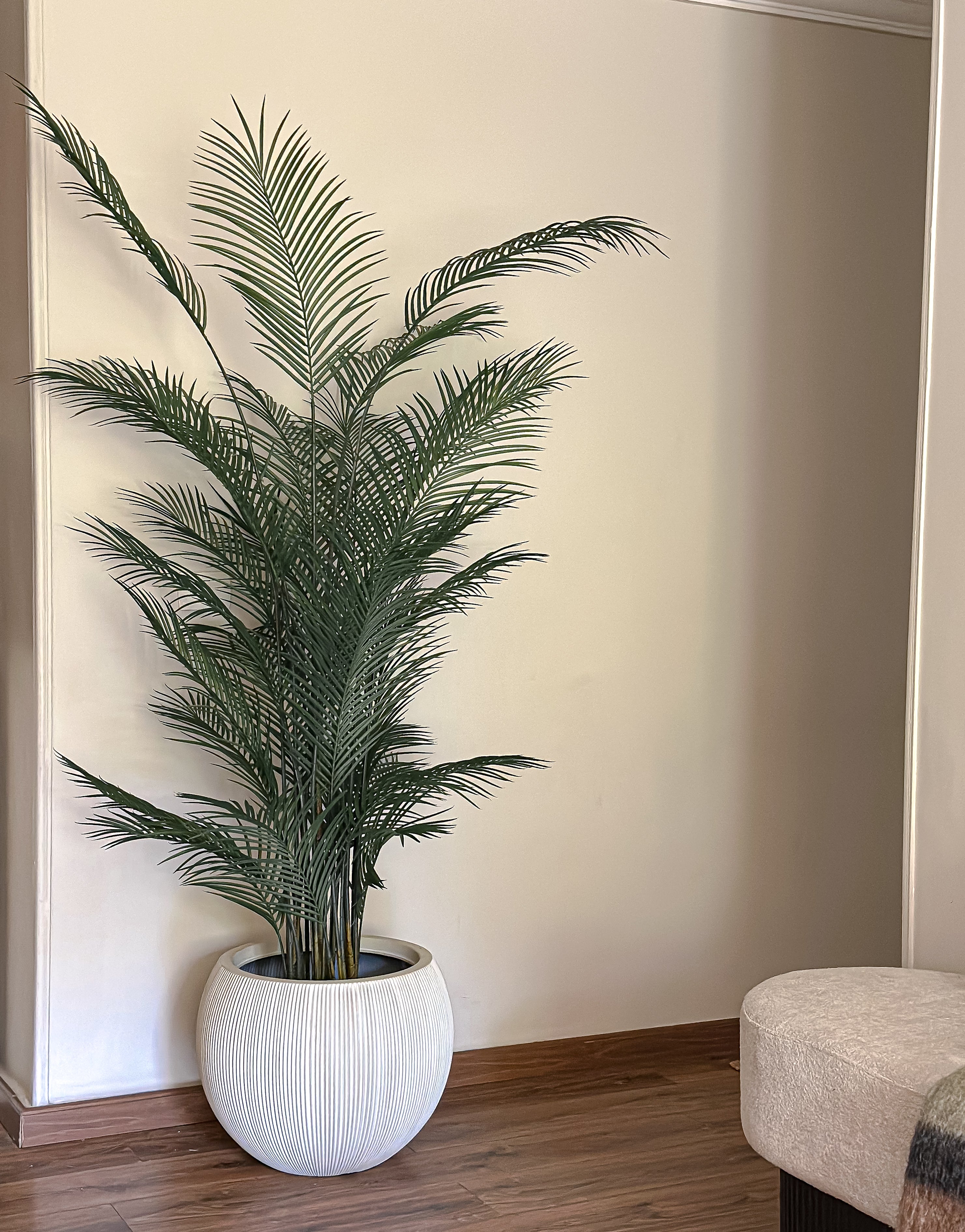 Rounded fiber glass plant pot