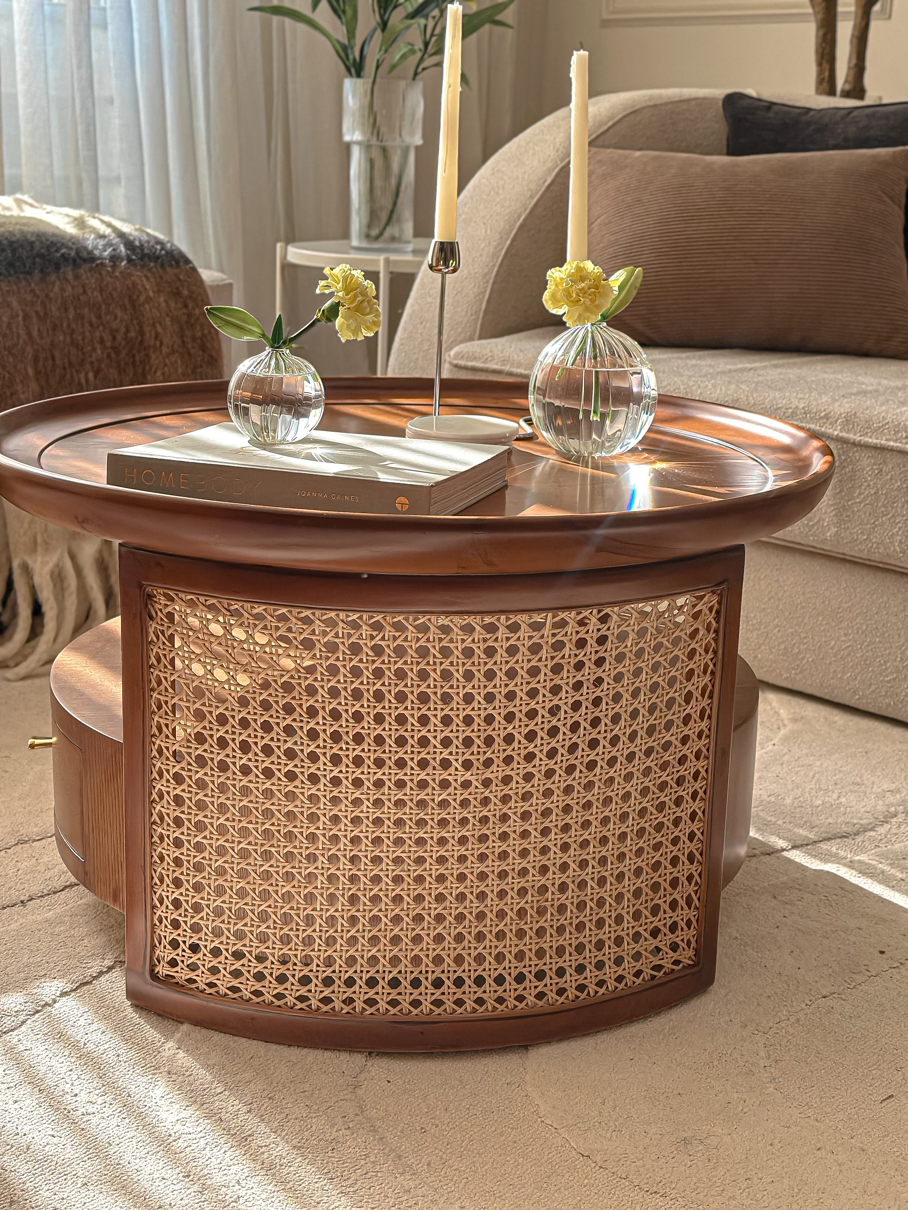 Wood & Cane Coffee Table