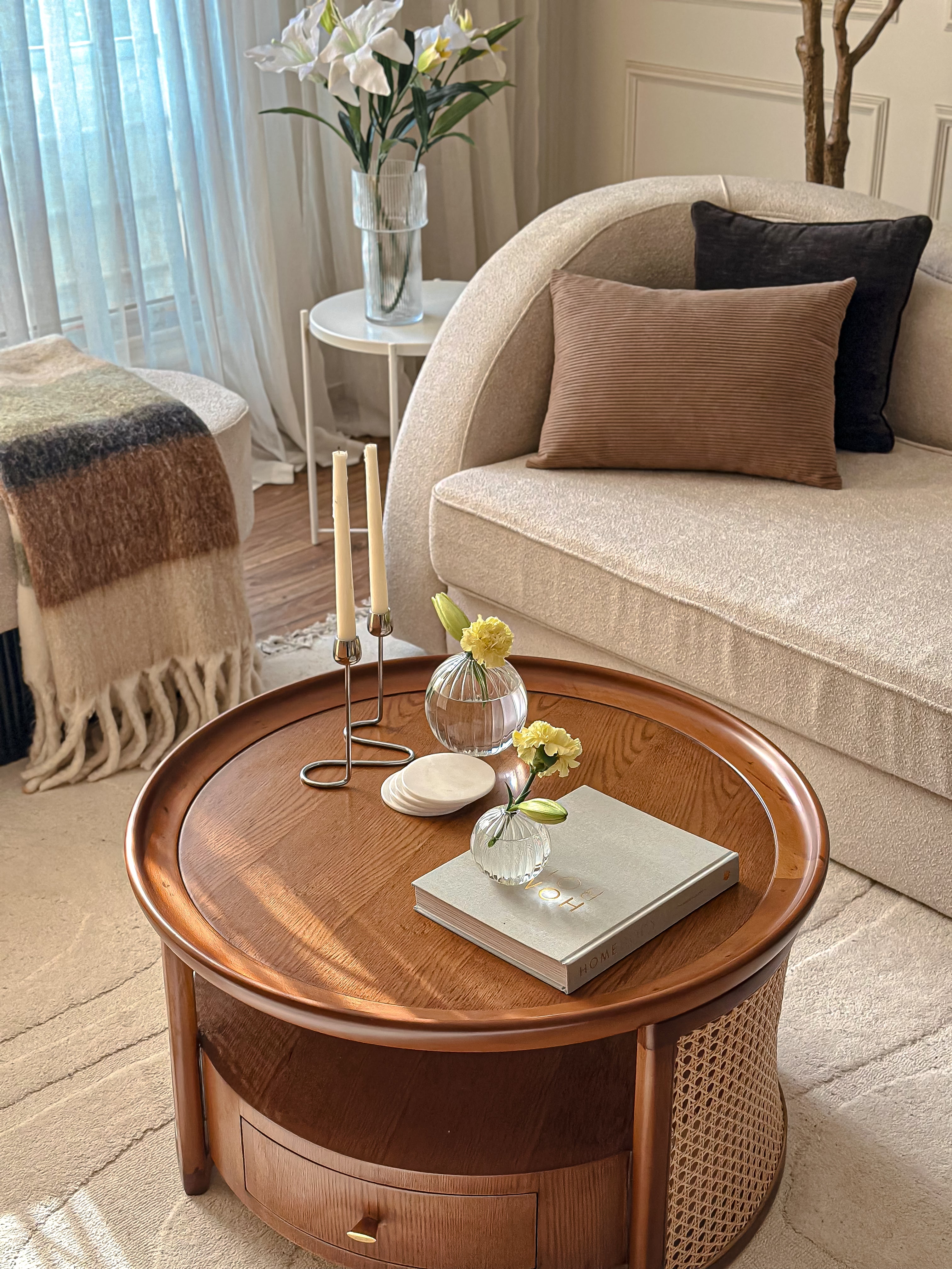 Wood & Cane Coffee Table