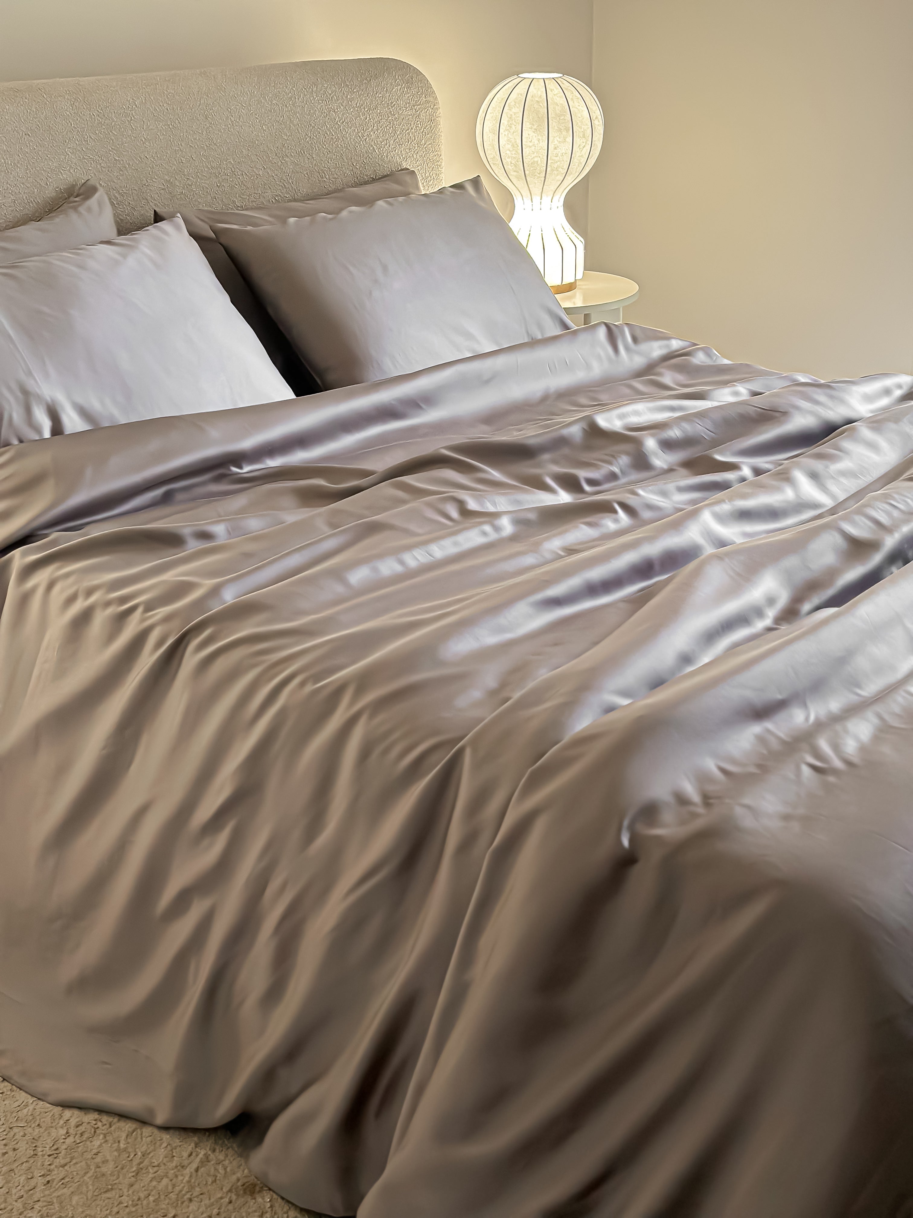 SILK Tencel fitted bed set  - sliver