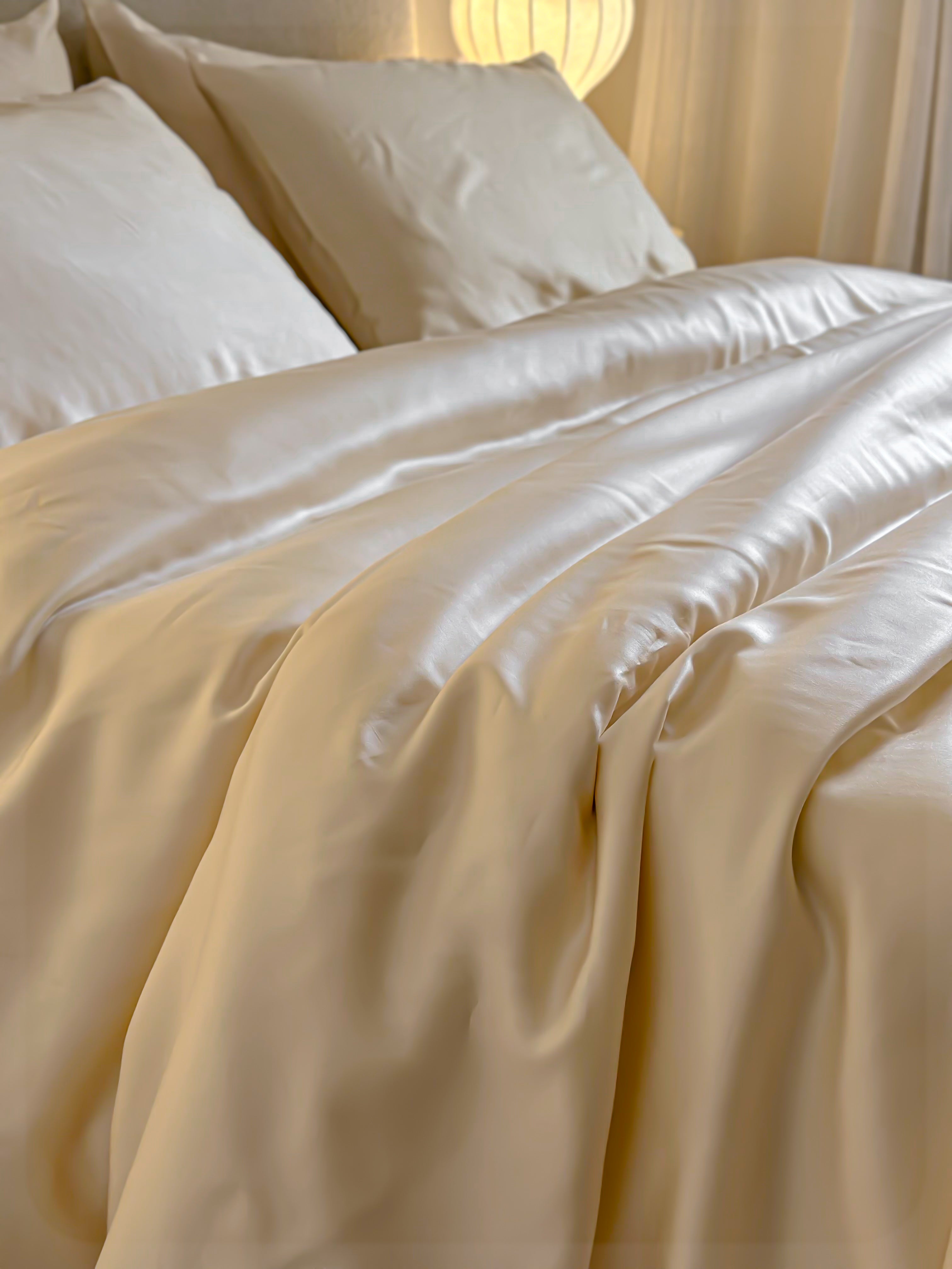 SILK Tencel fitted bed sheet set  - Butter