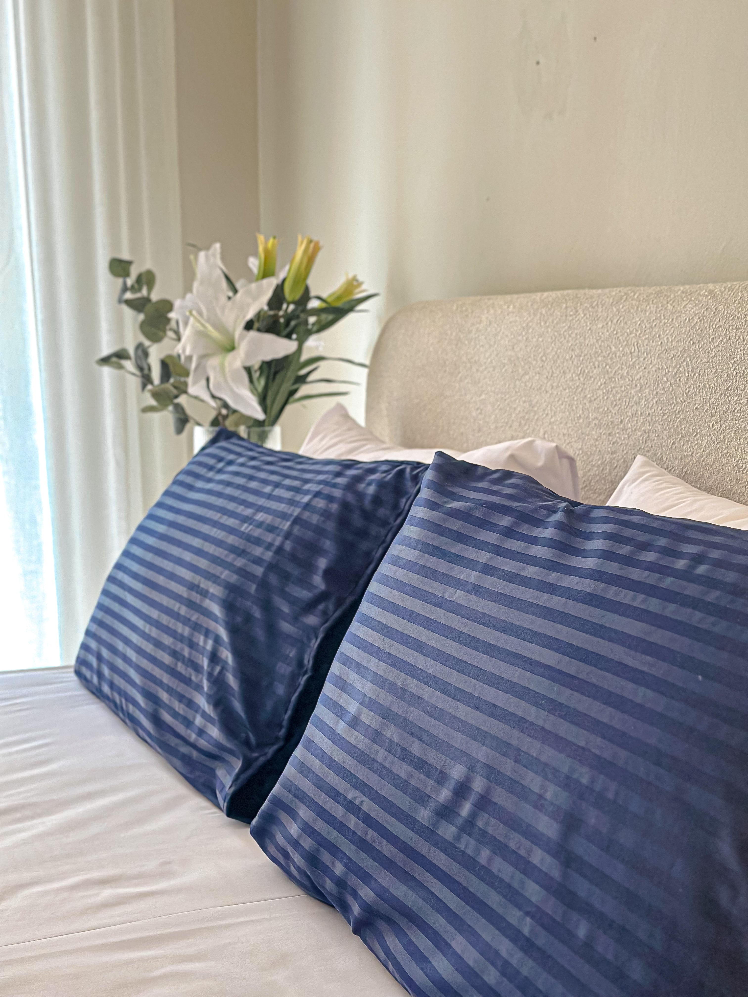 Satin Stripe Flat Bed Sheets