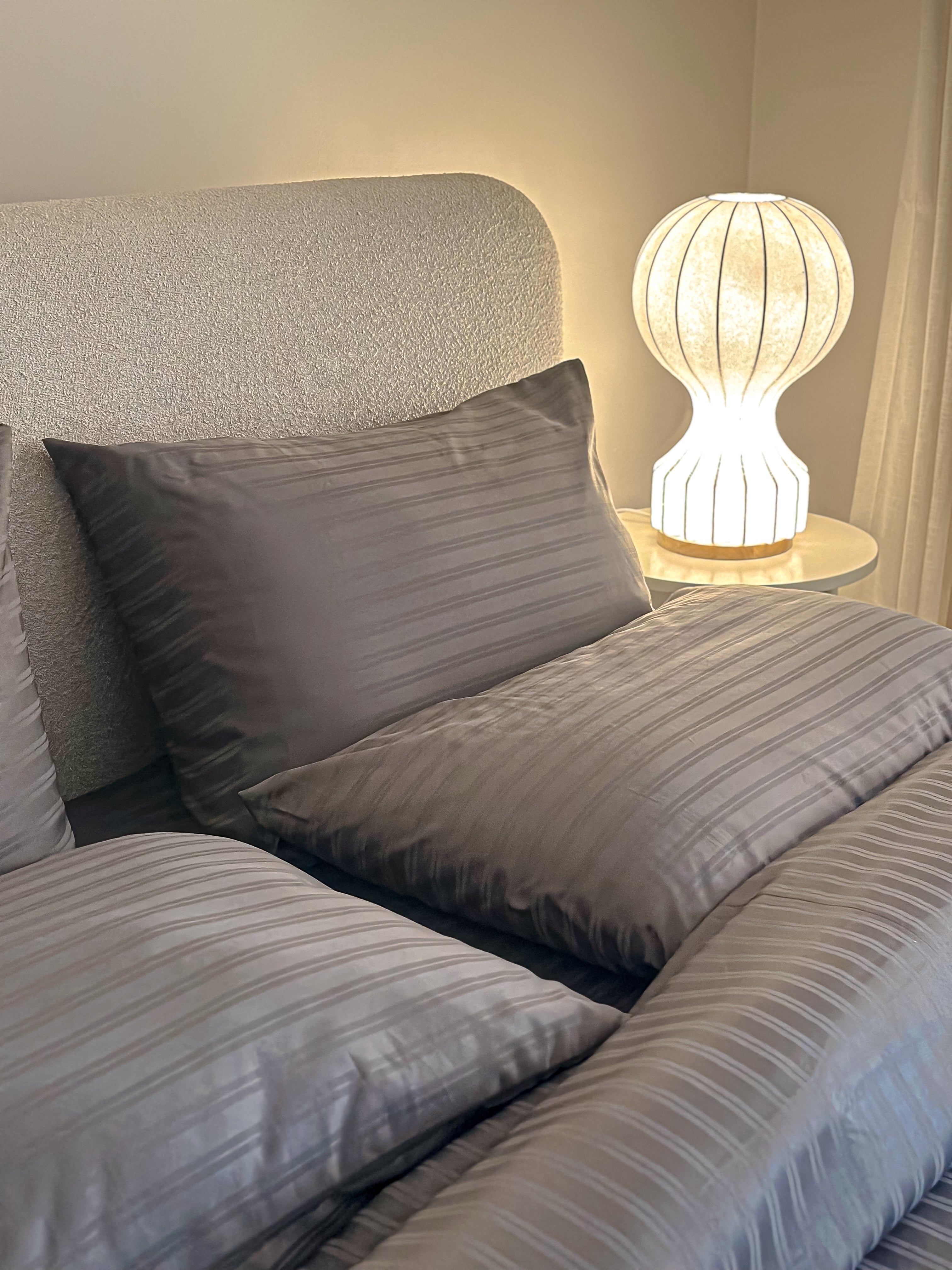 Jacquard stripped cotton bed set - bold gray