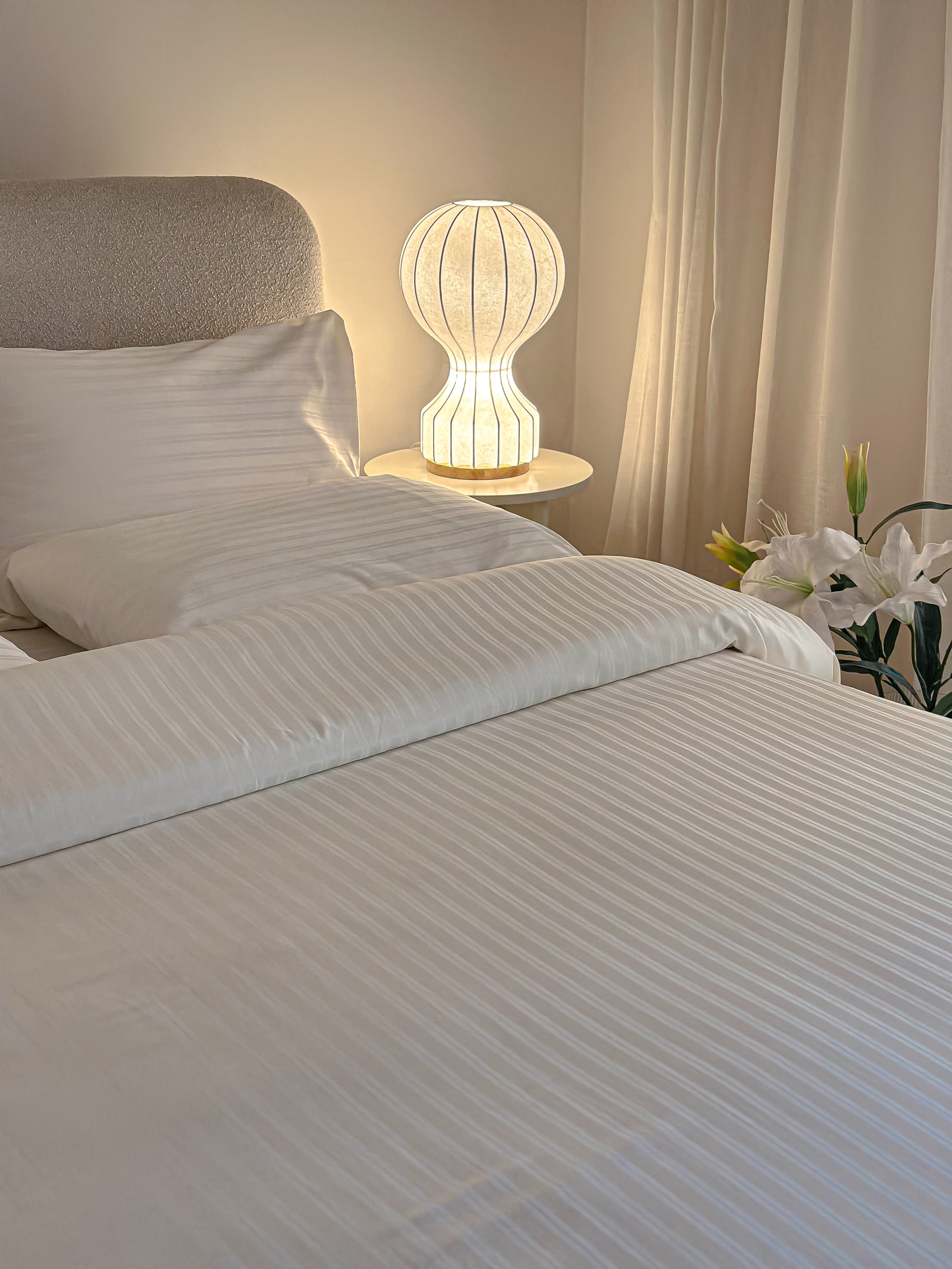 Jacquard cotton fitted sheet set _ off white