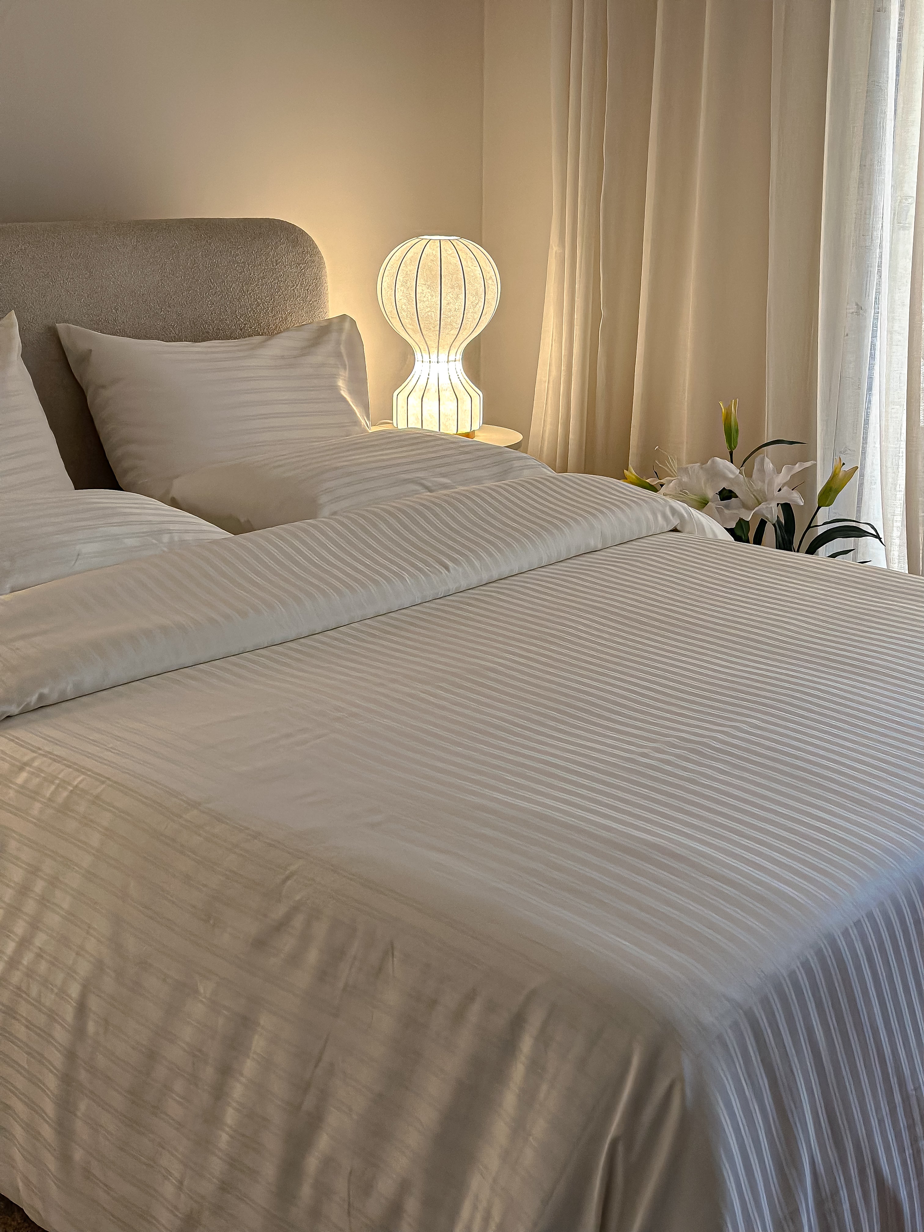 Jacquard cotton fitted sheet set _ off white