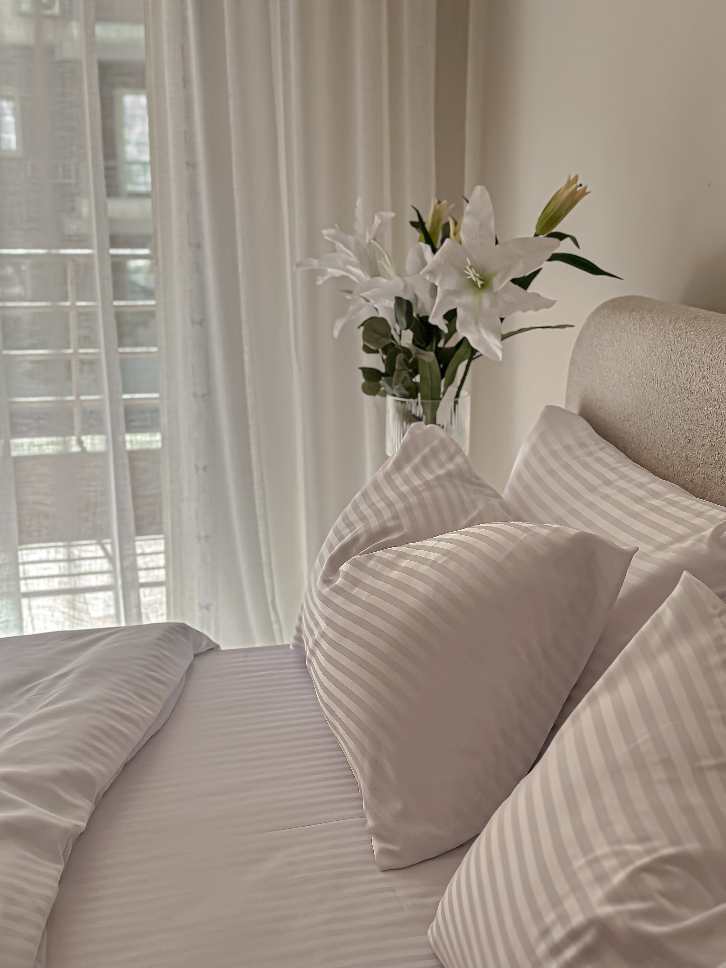 Sateen Stripe Fitted Sheet Set
