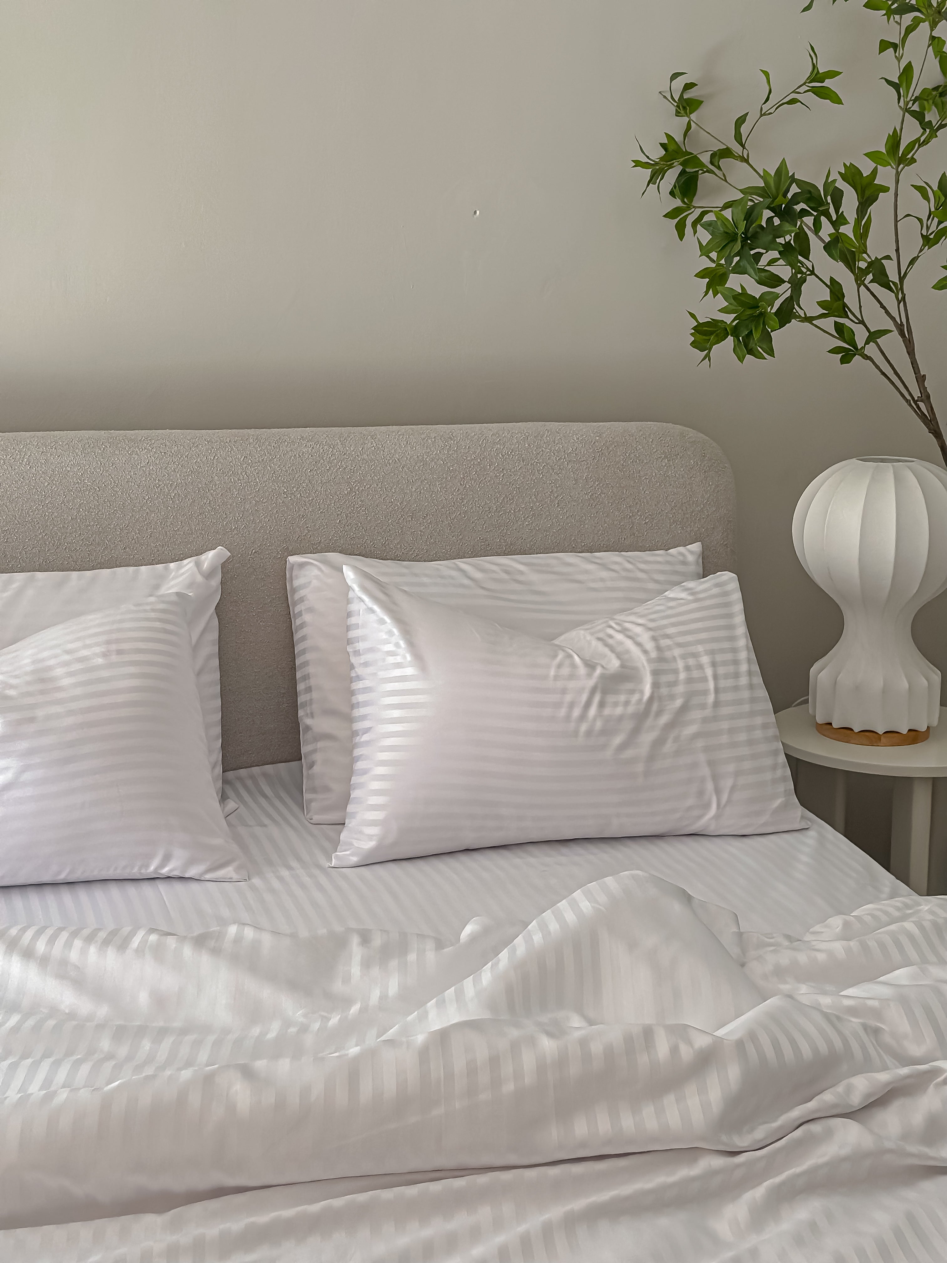 Sateen Stripe Fitted Sheet Set