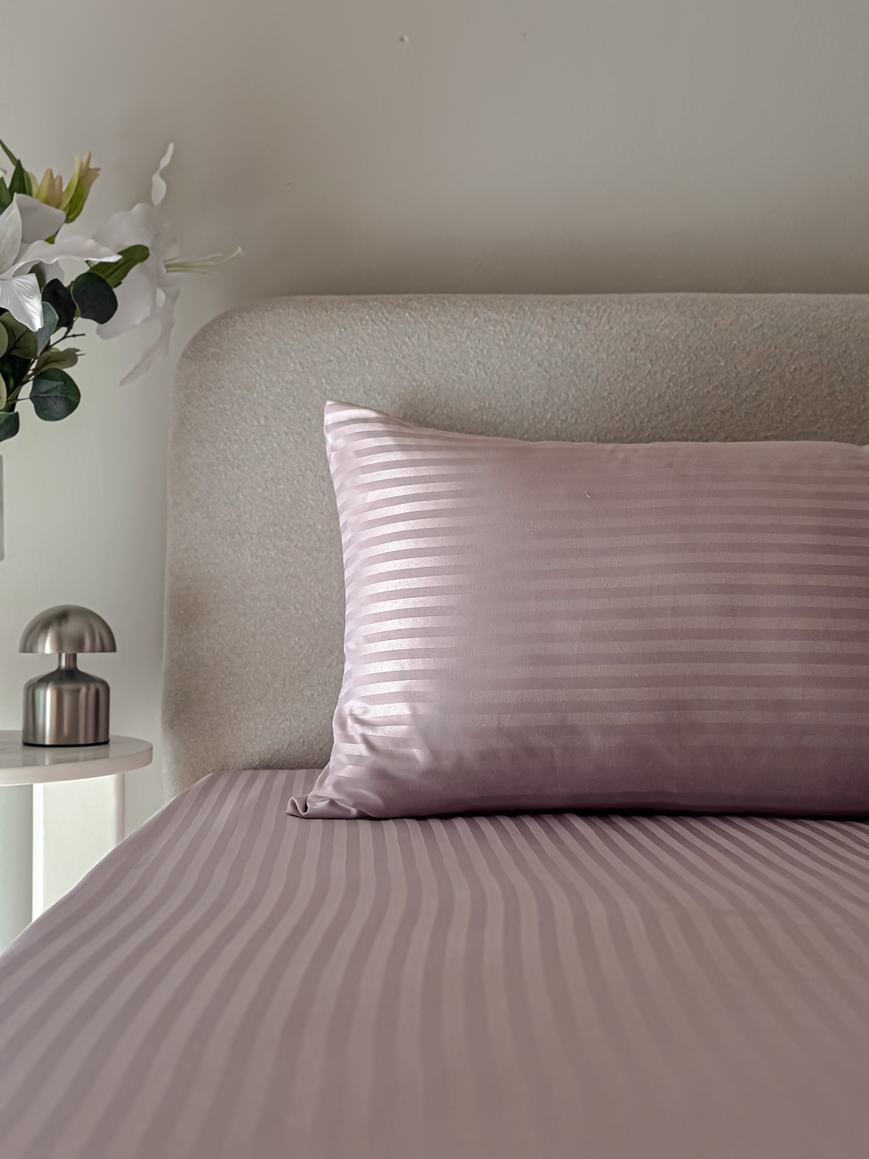 Sateen Stripe Fitted Sheet Set