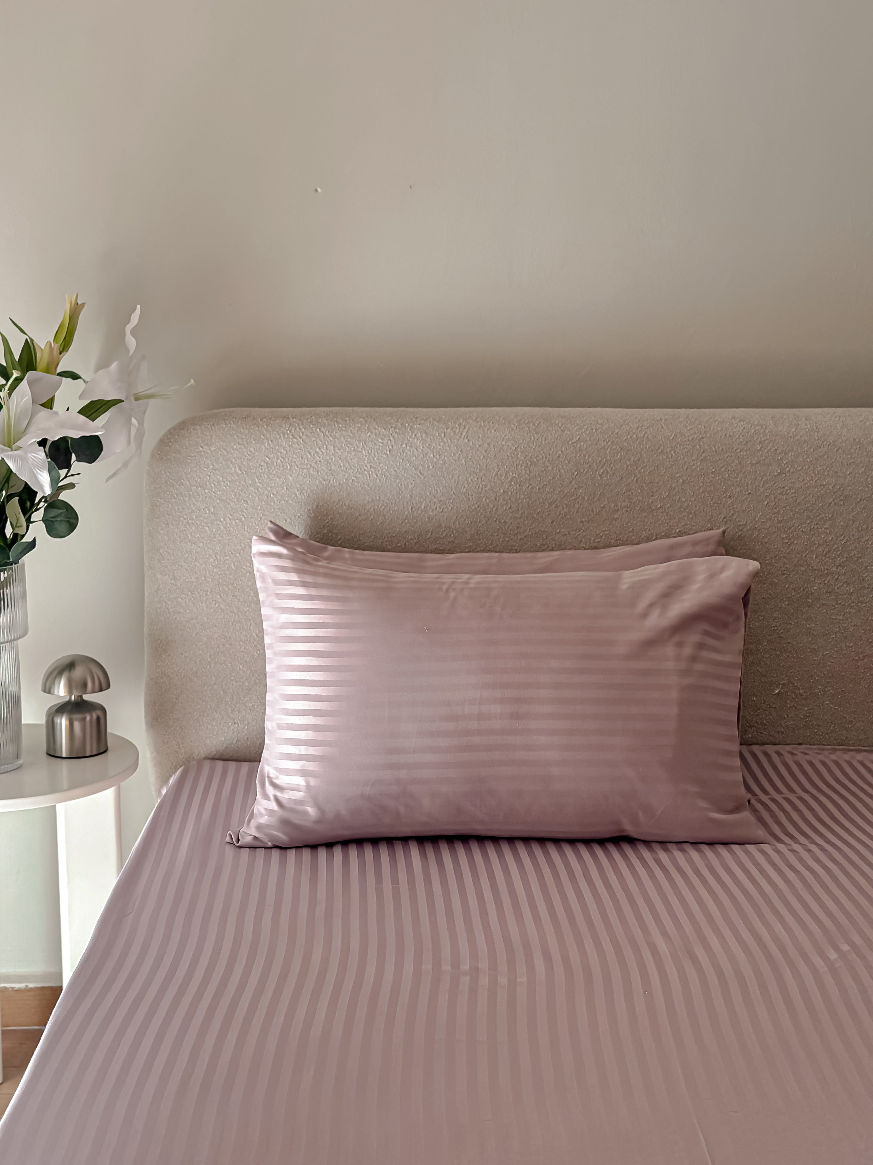 Sateen Stripe Fitted Sheet Set