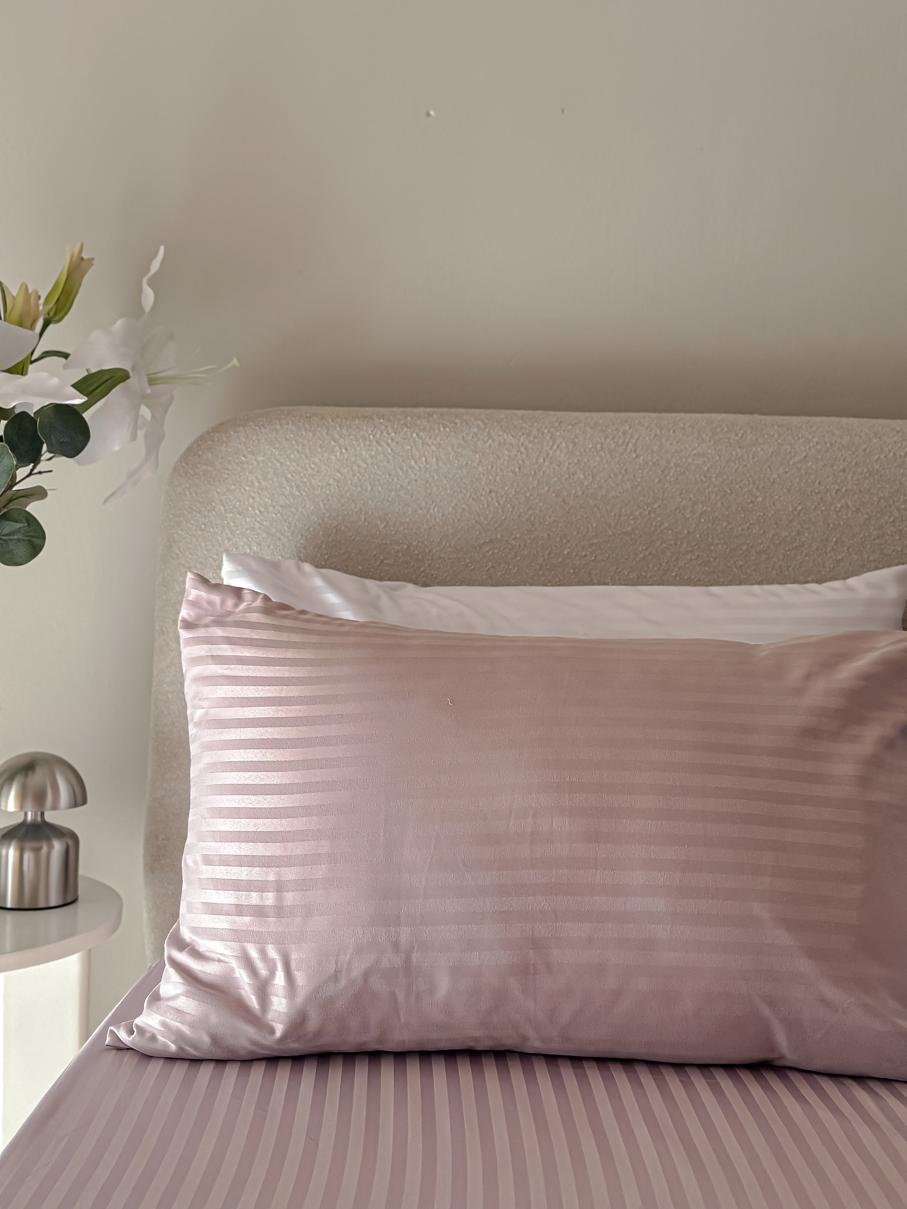 Sateen Stripe Fitted Sheet Set