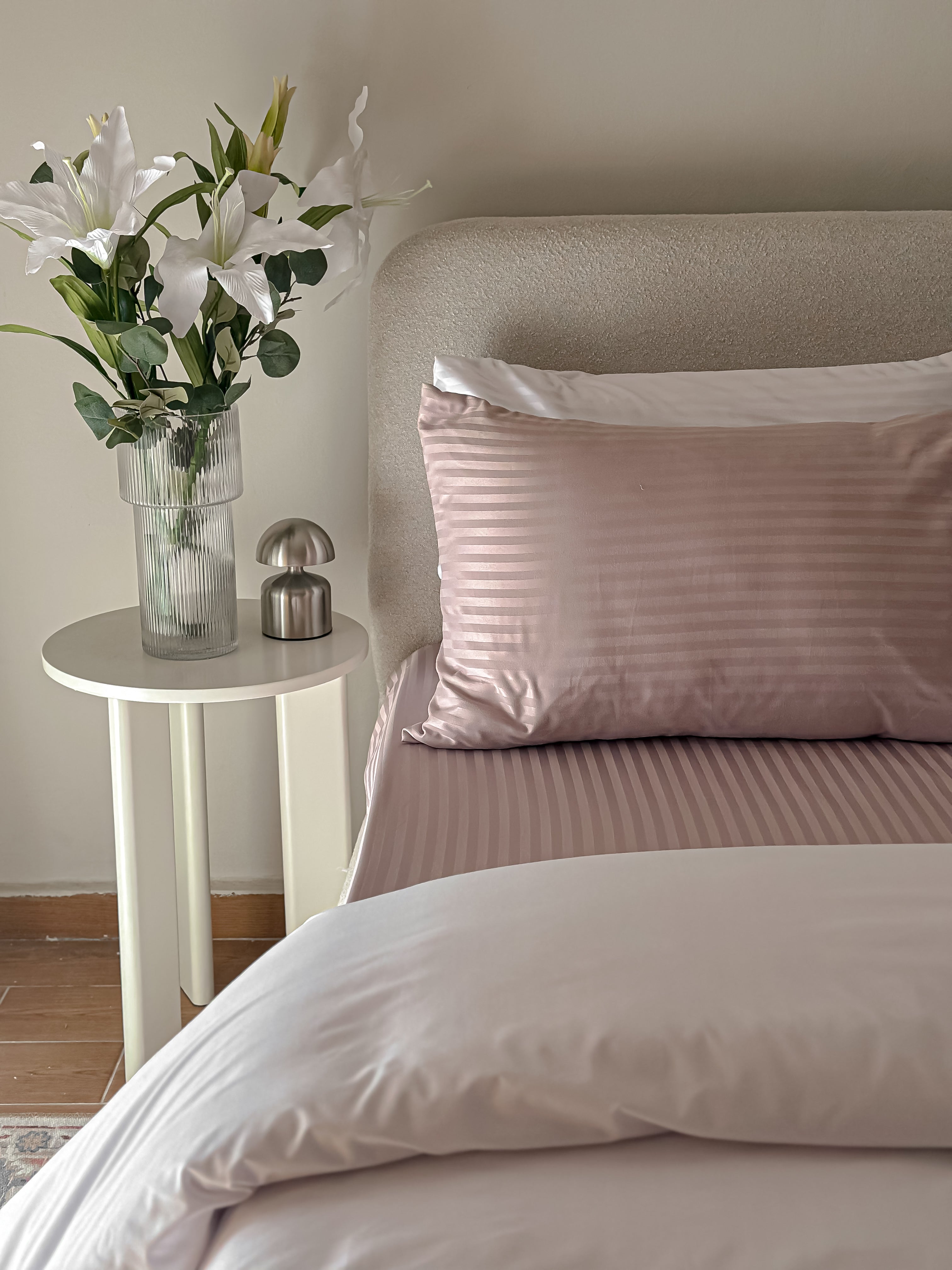 Sateen Stripe Fitted Sheet Set