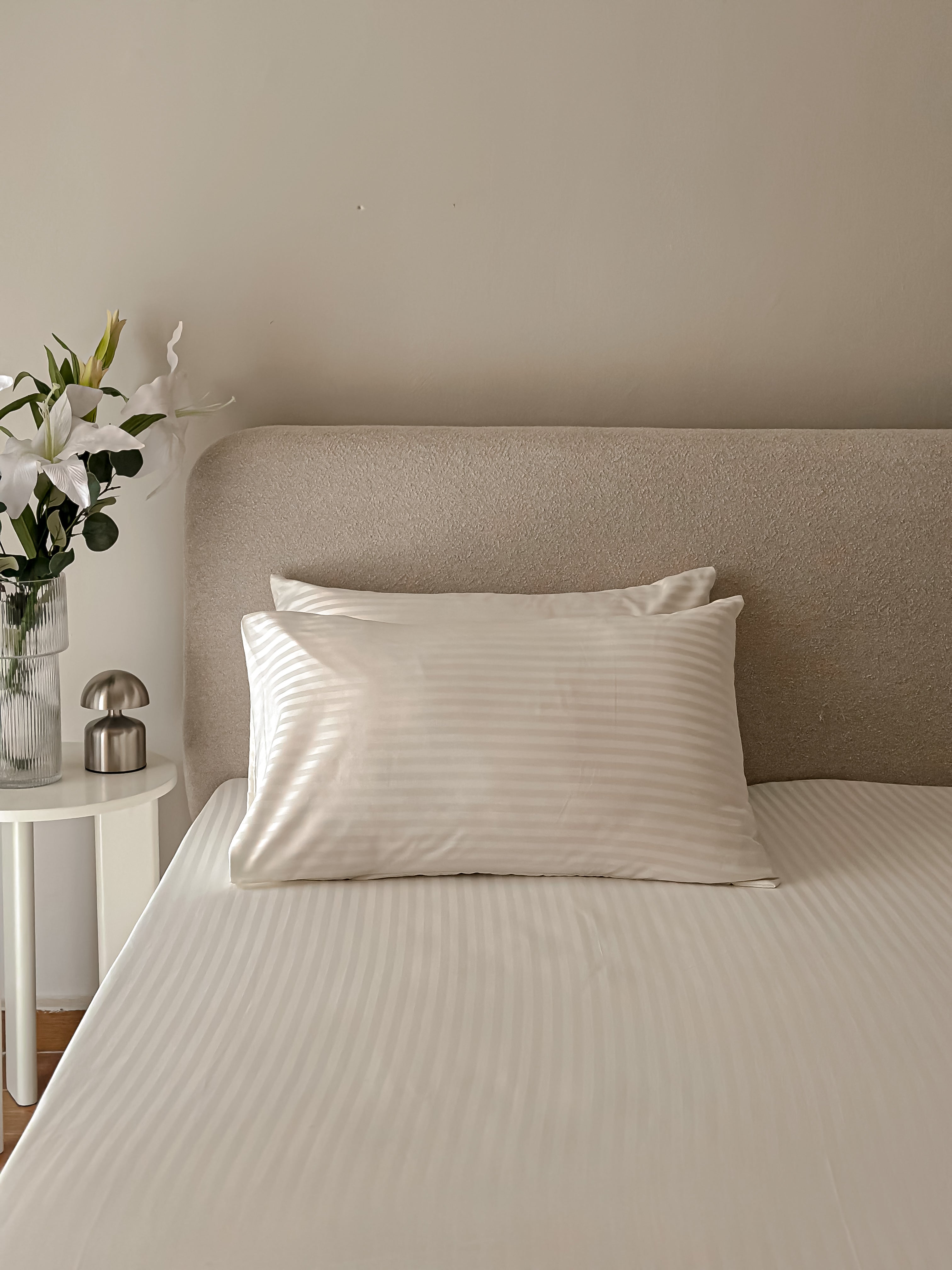 Satin Stripe Flat Bed Sheets