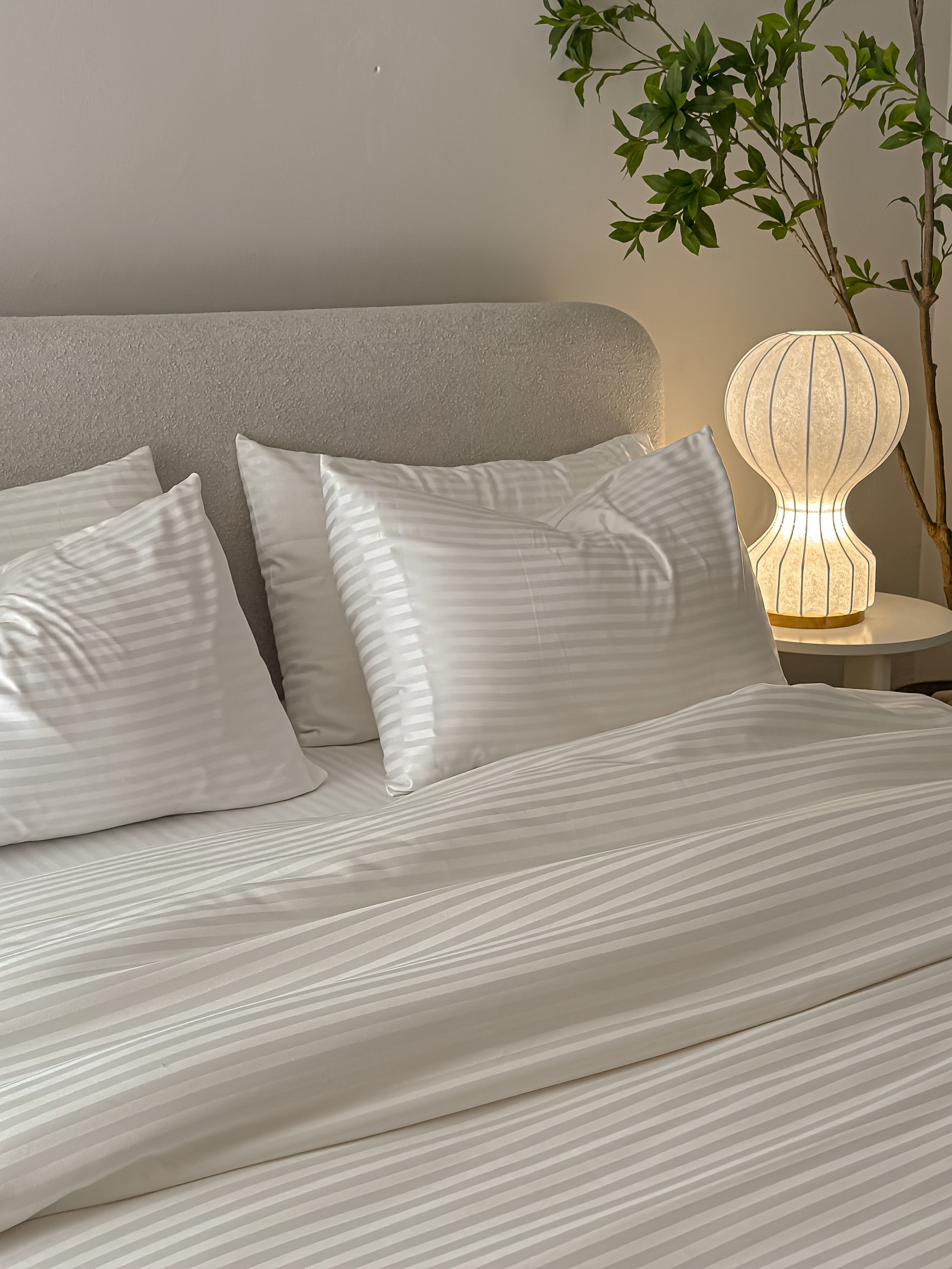Sateen Stripe Fitted Sheet Set