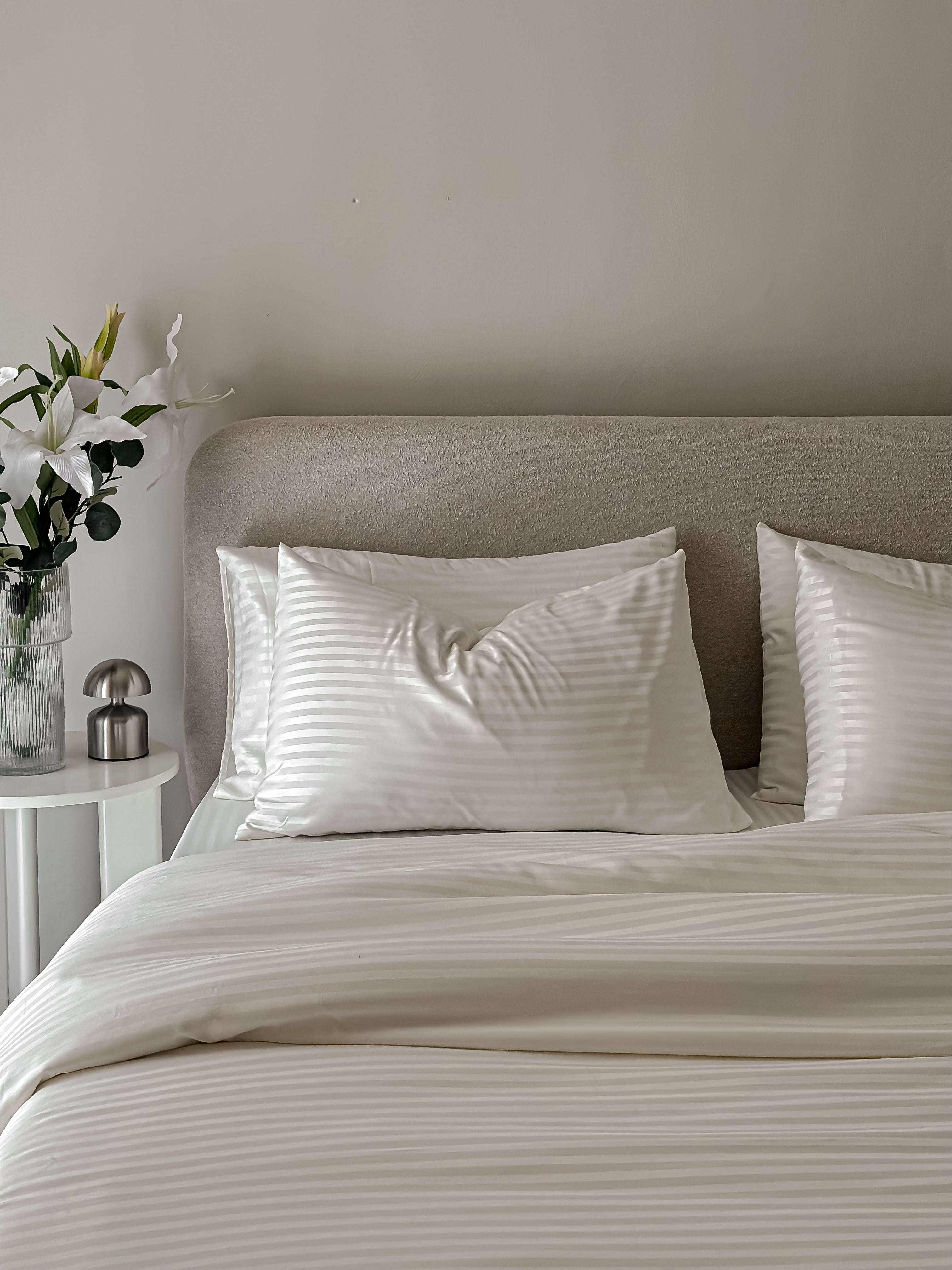 Sateen Stripe Fitted Sheet Set