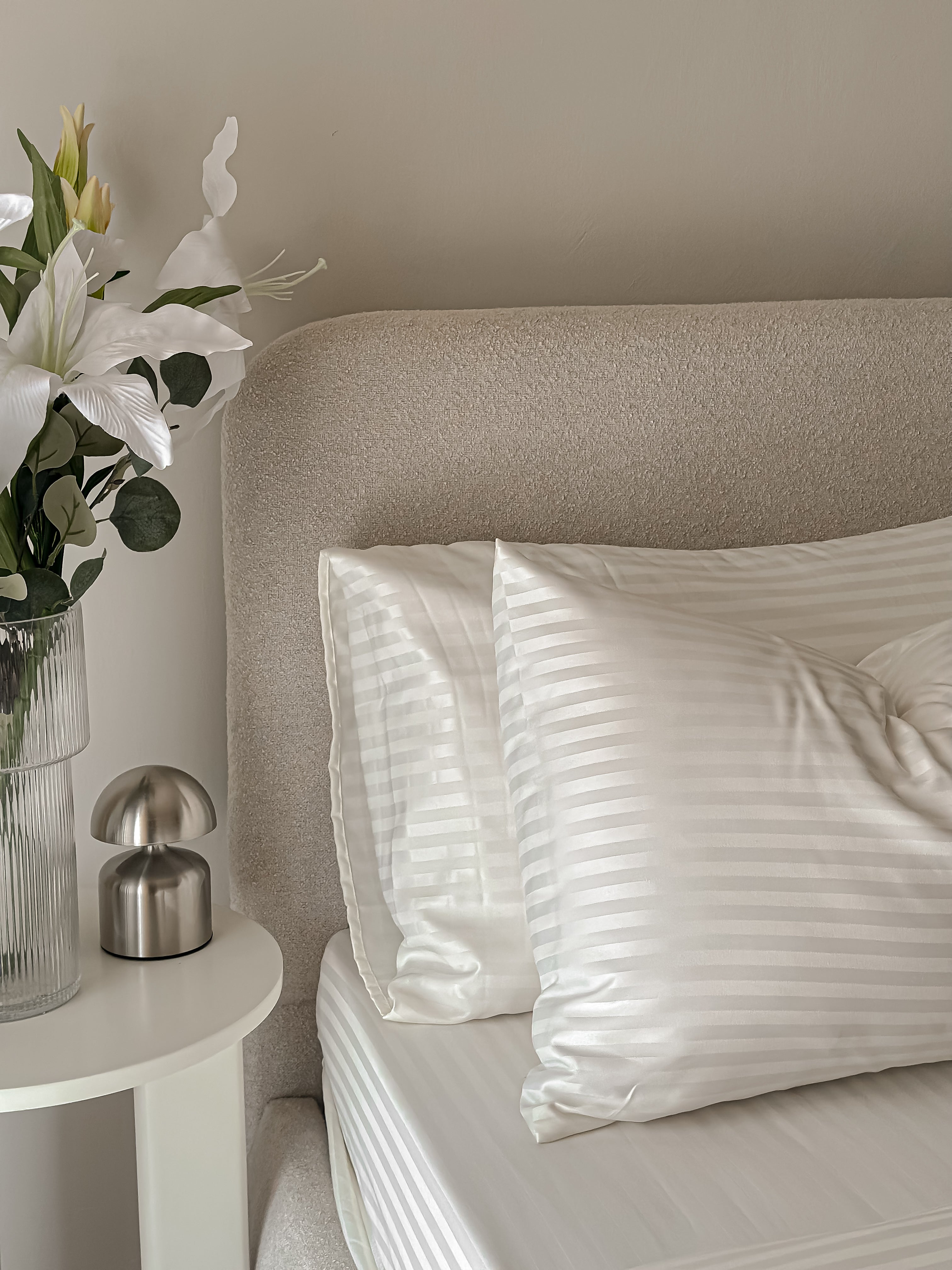 Sateen Stripe Fitted Sheet Set