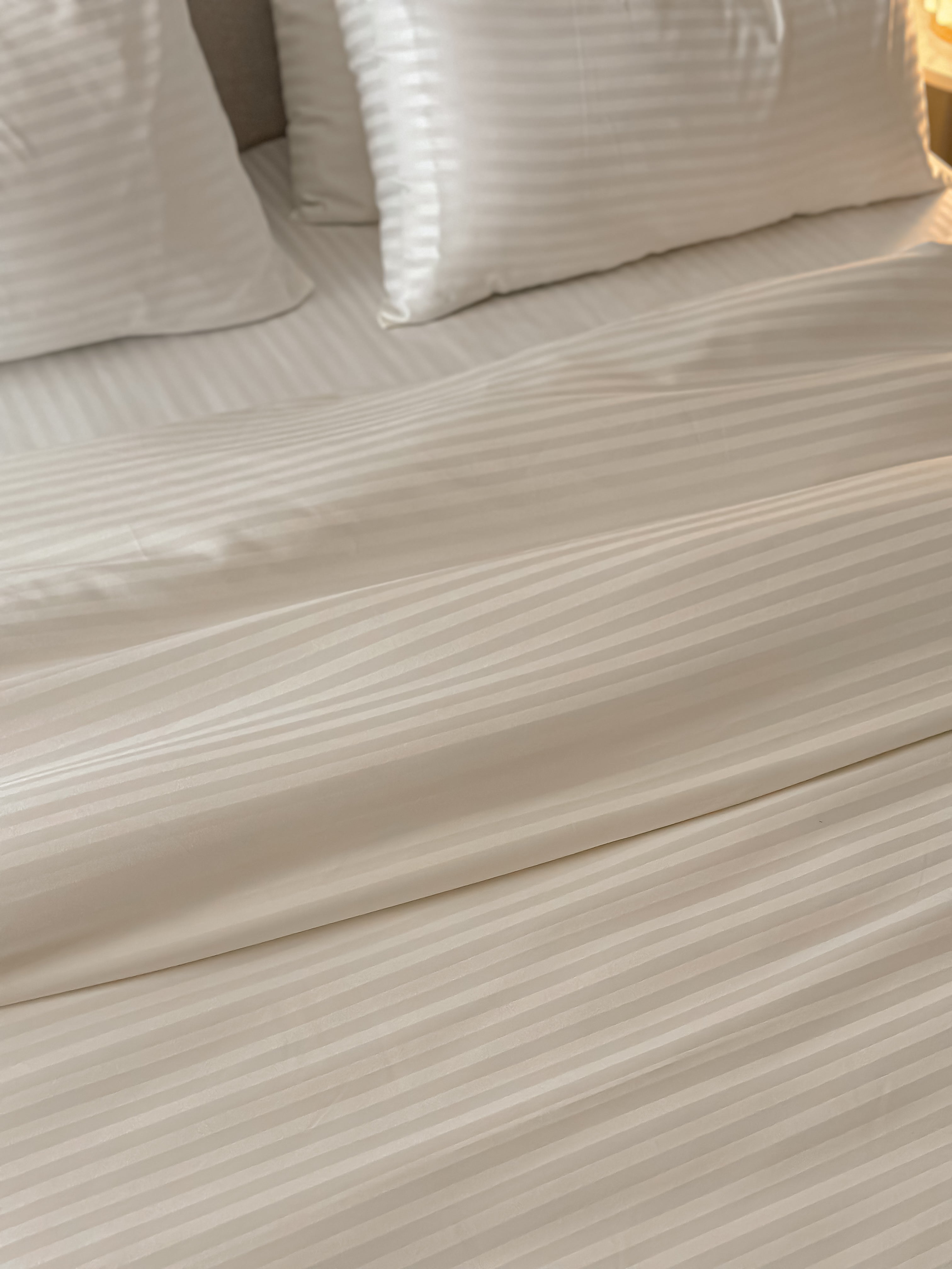 Sateen Stripe Fitted Sheet Set