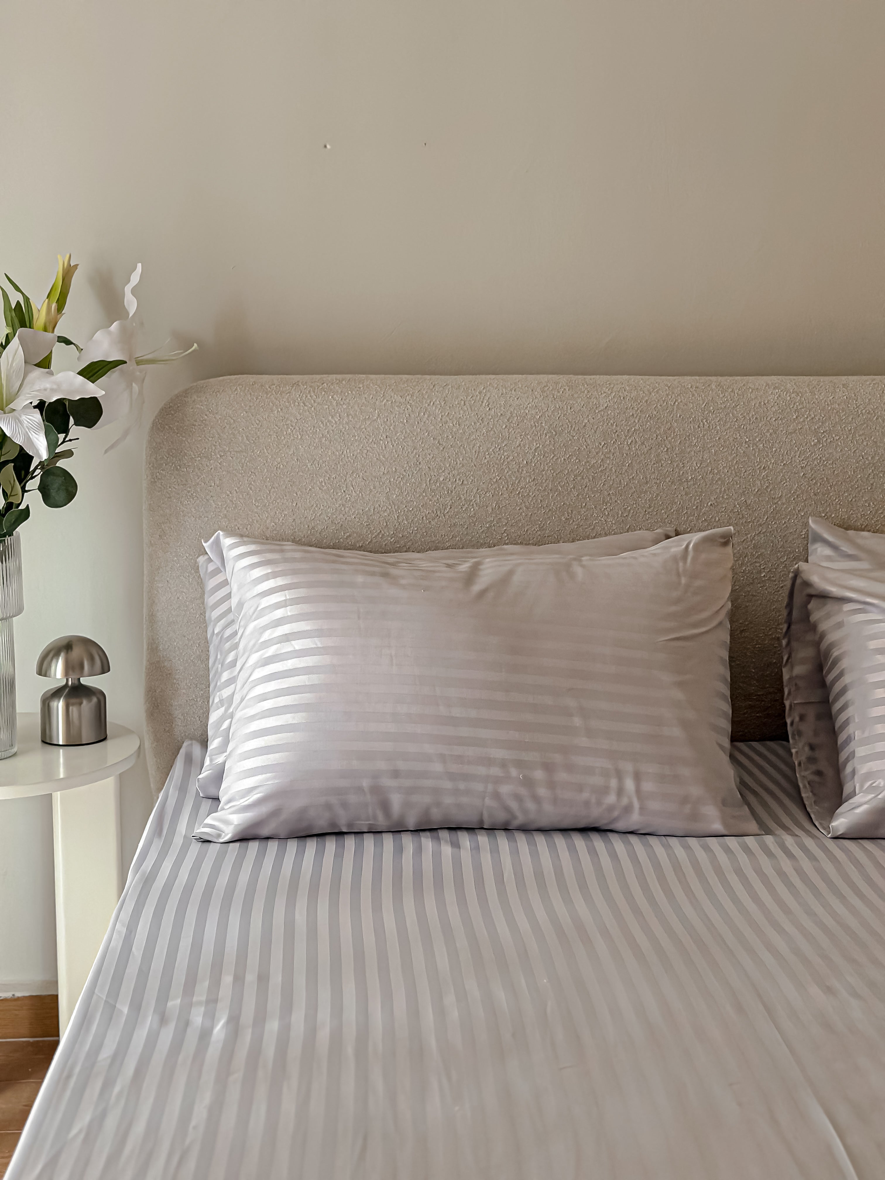 Sateen Stripe Fitted Sheet Set