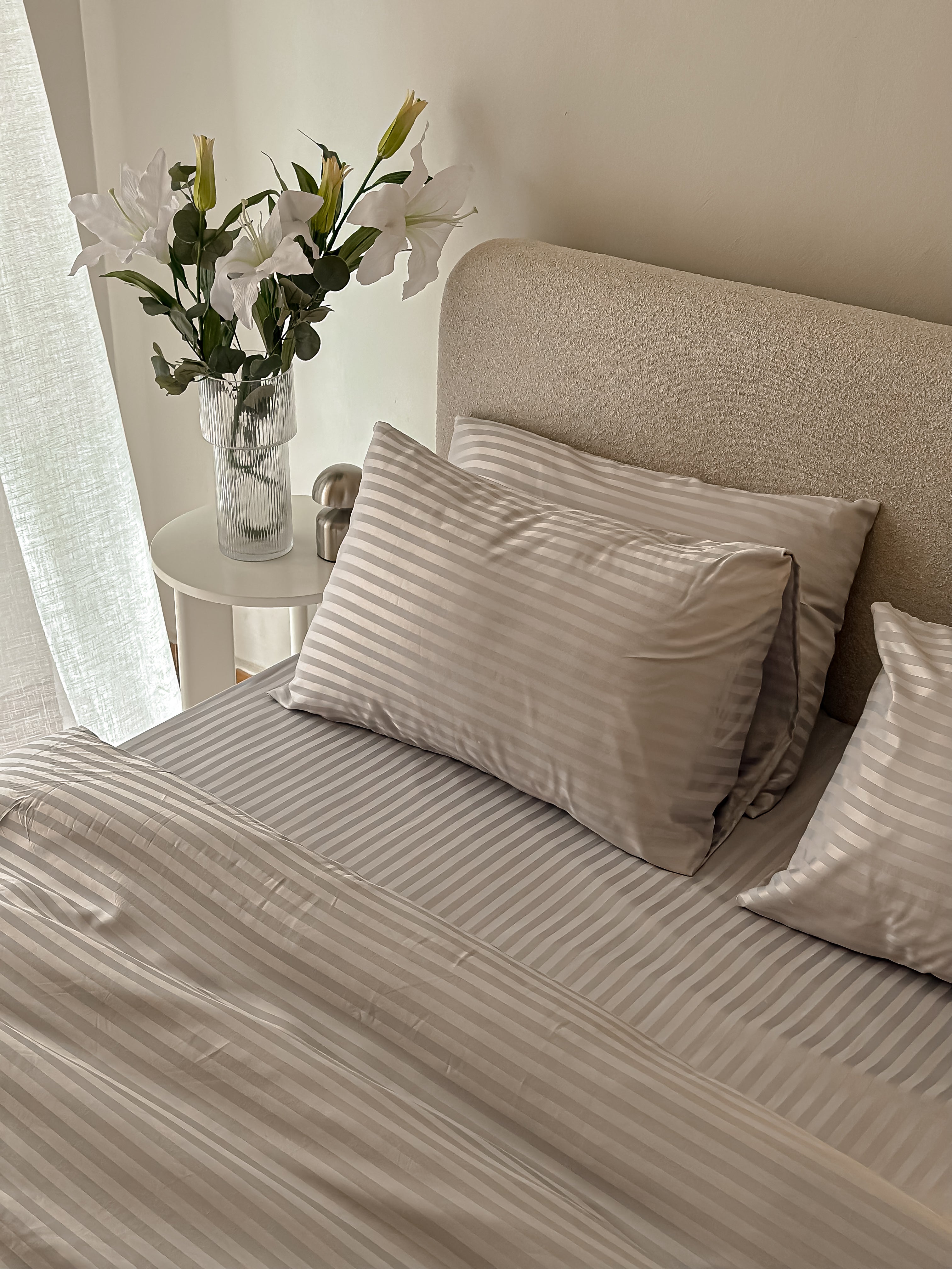 Satin Stripe Flat Bed Sheets