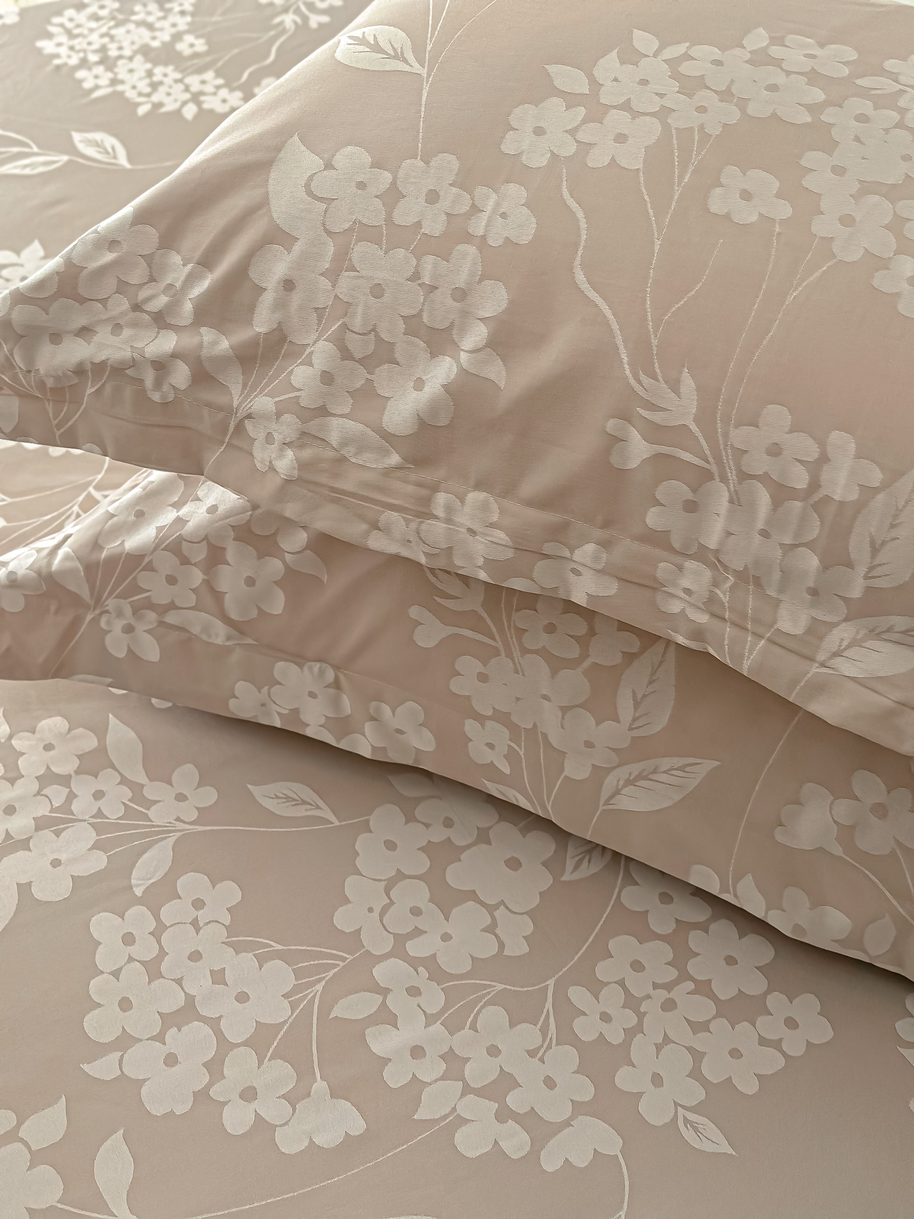 Jacquard Rose Fitted sheet set - Greige