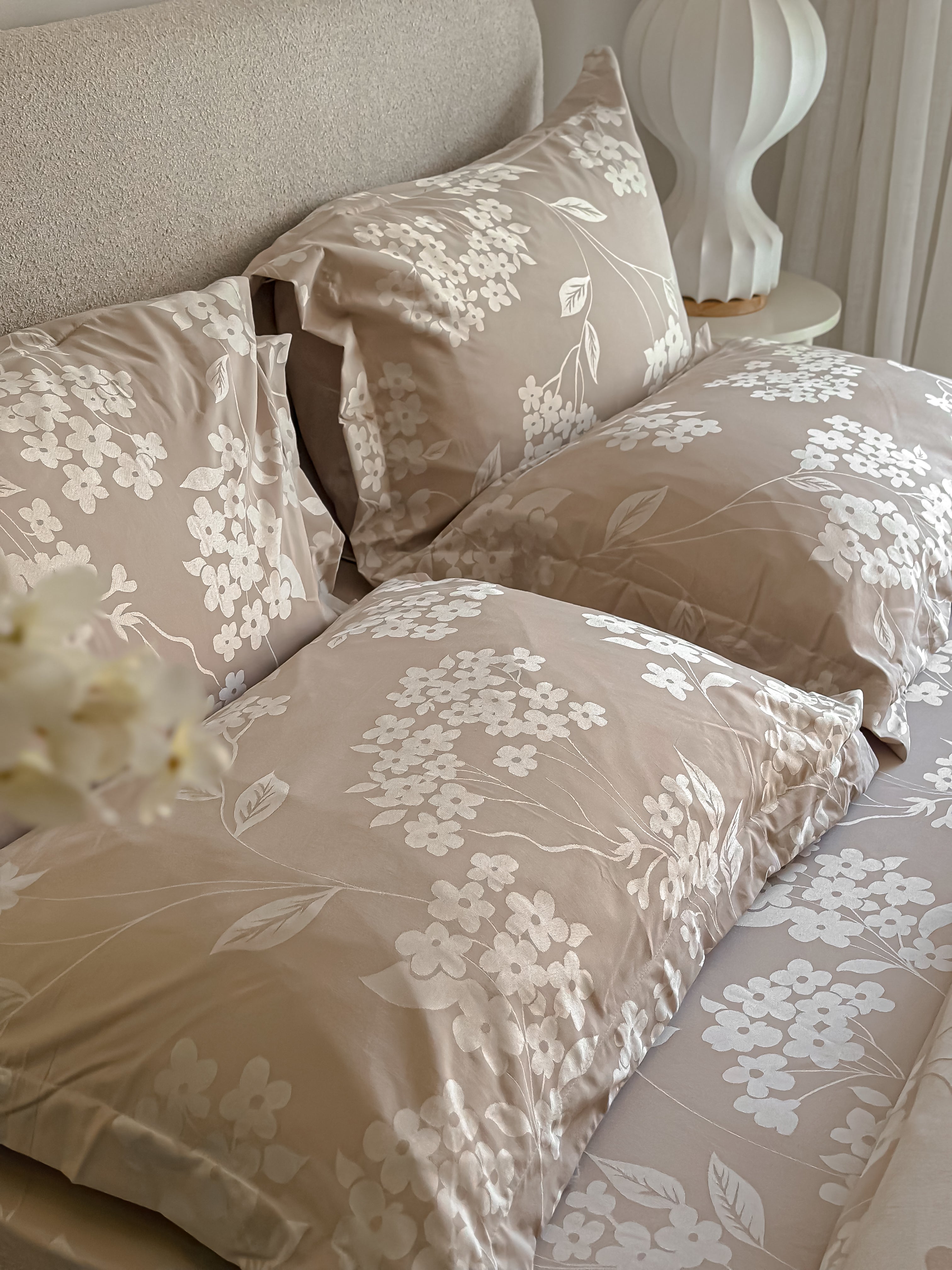 Jacquard Rose duvet cover set _ Greige