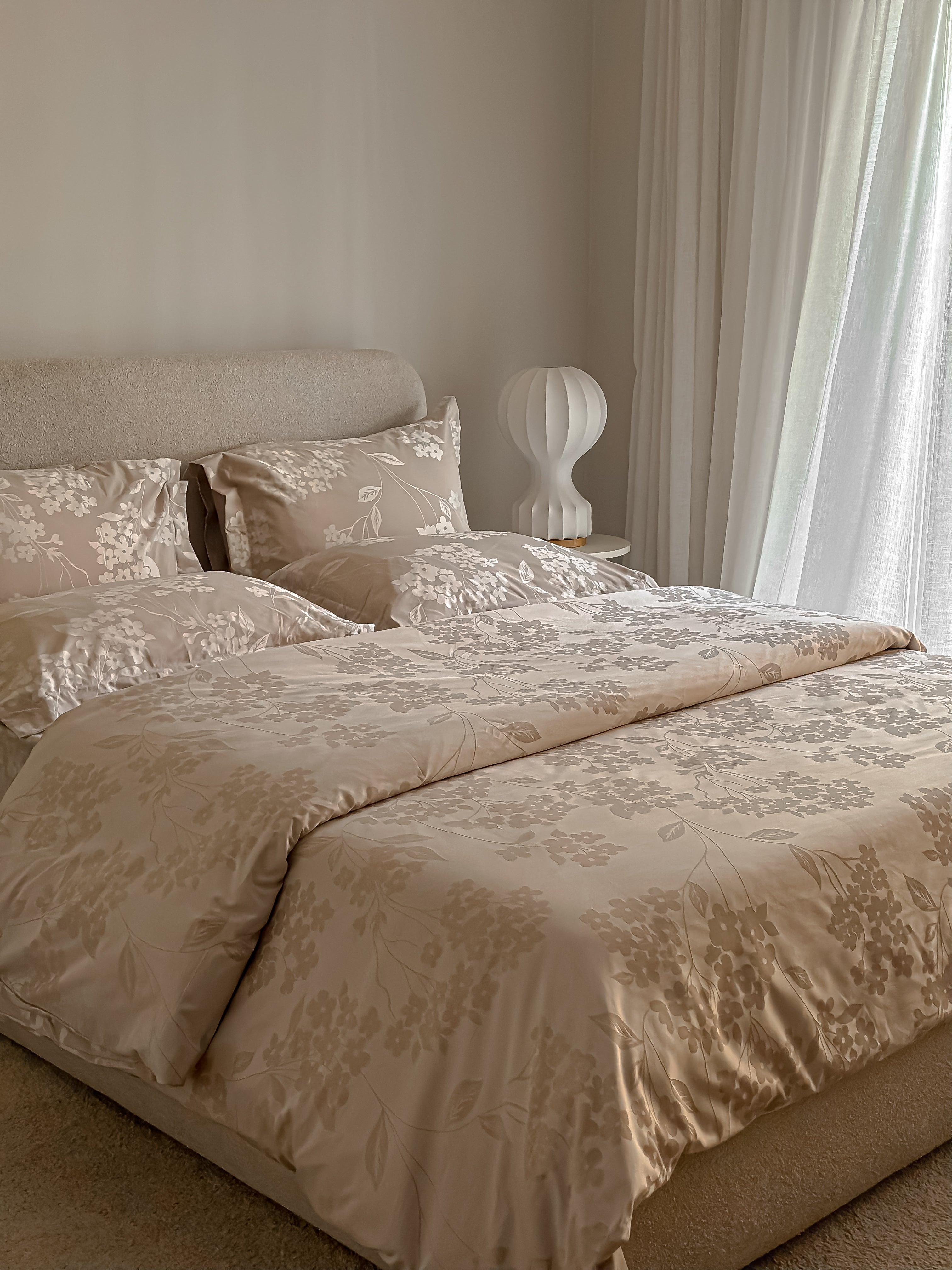 Jacquard Rose duvet cover set _ Greige