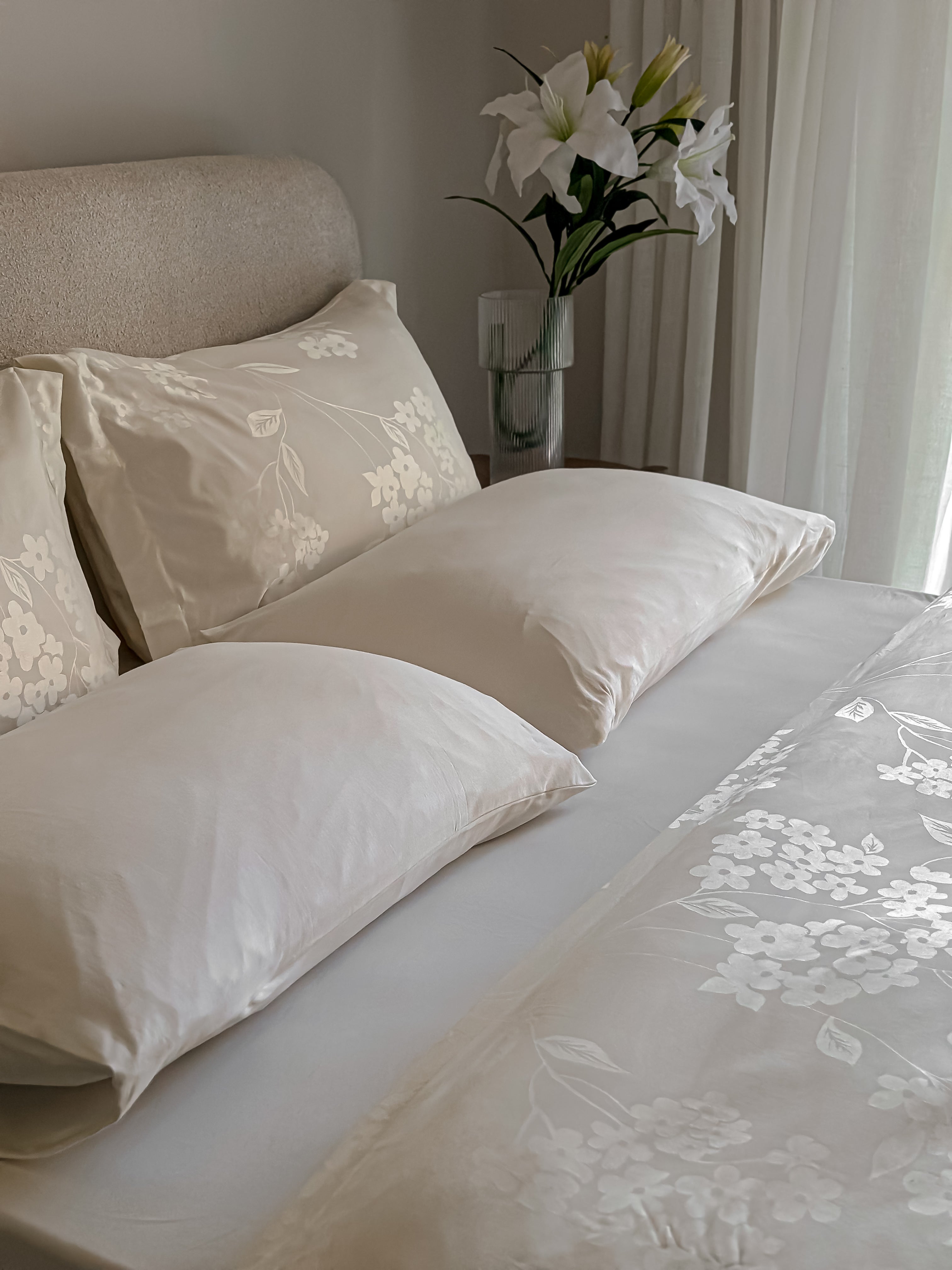 Jersey Cotton Fitted Sheet Set - off white