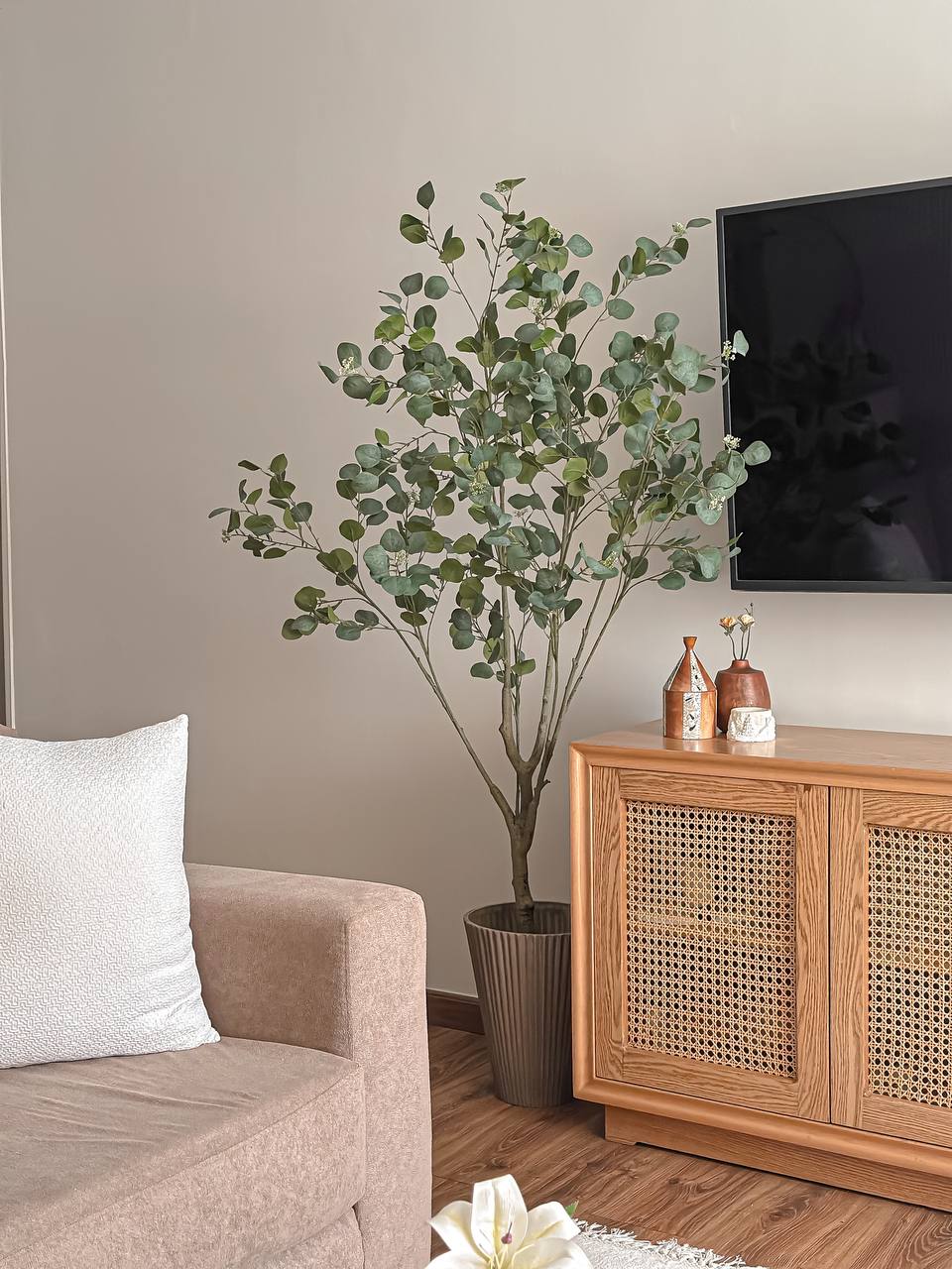 Eucalyptus Baby Roses Faux Tree