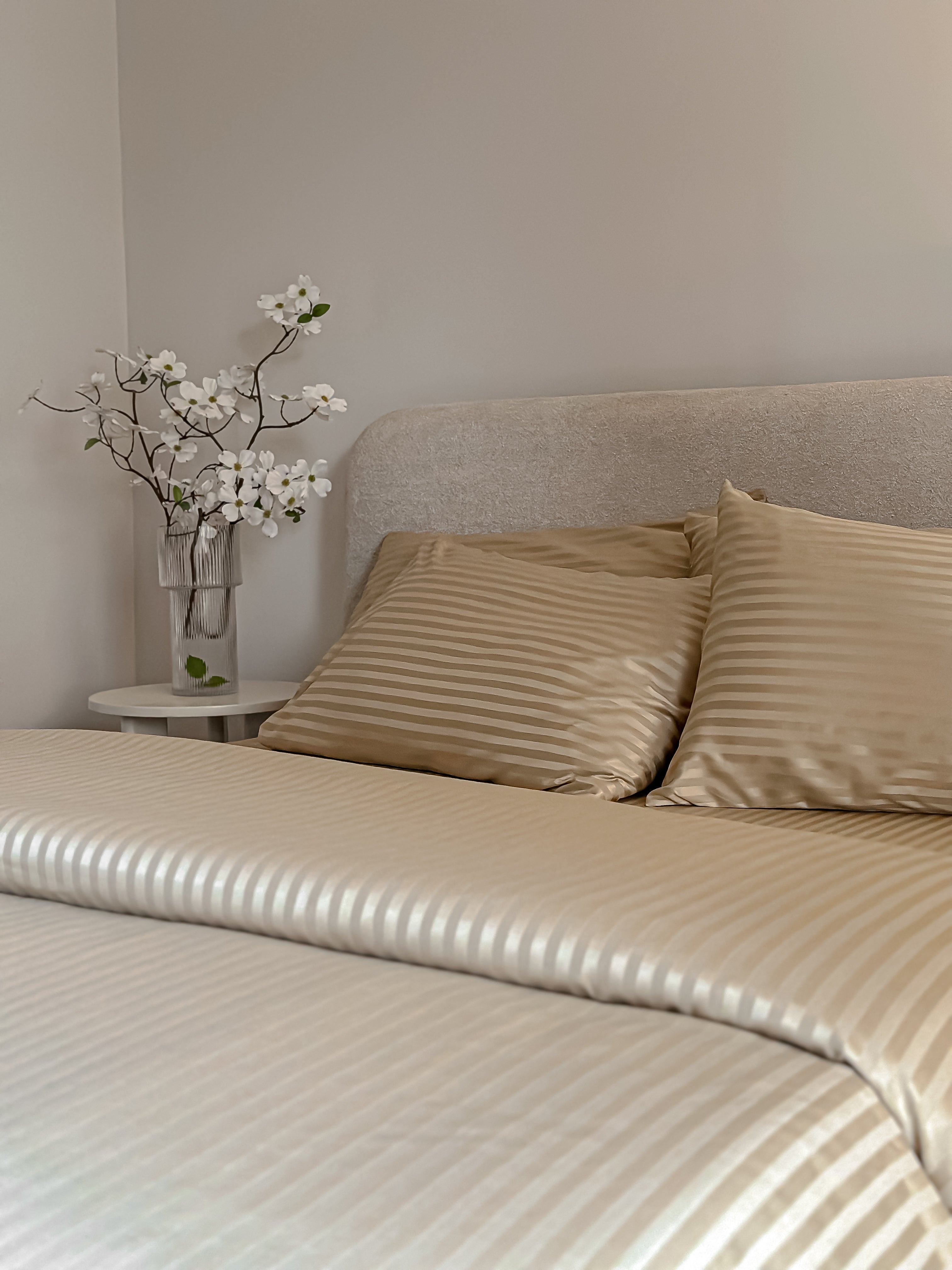 Sateen Stripe Bed Set - Gold