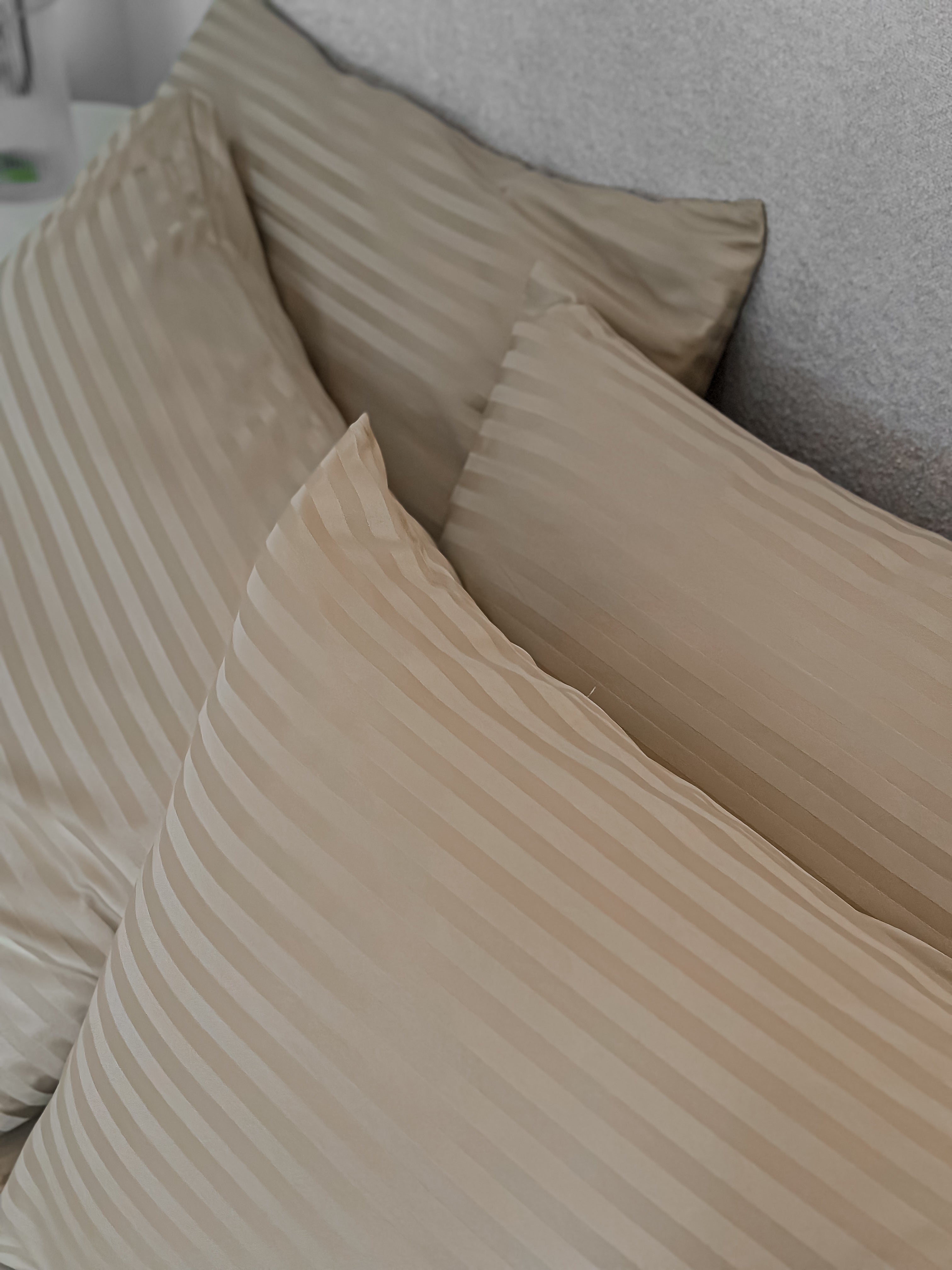 Sateen Stripe Fitted Sheet Set - Gold