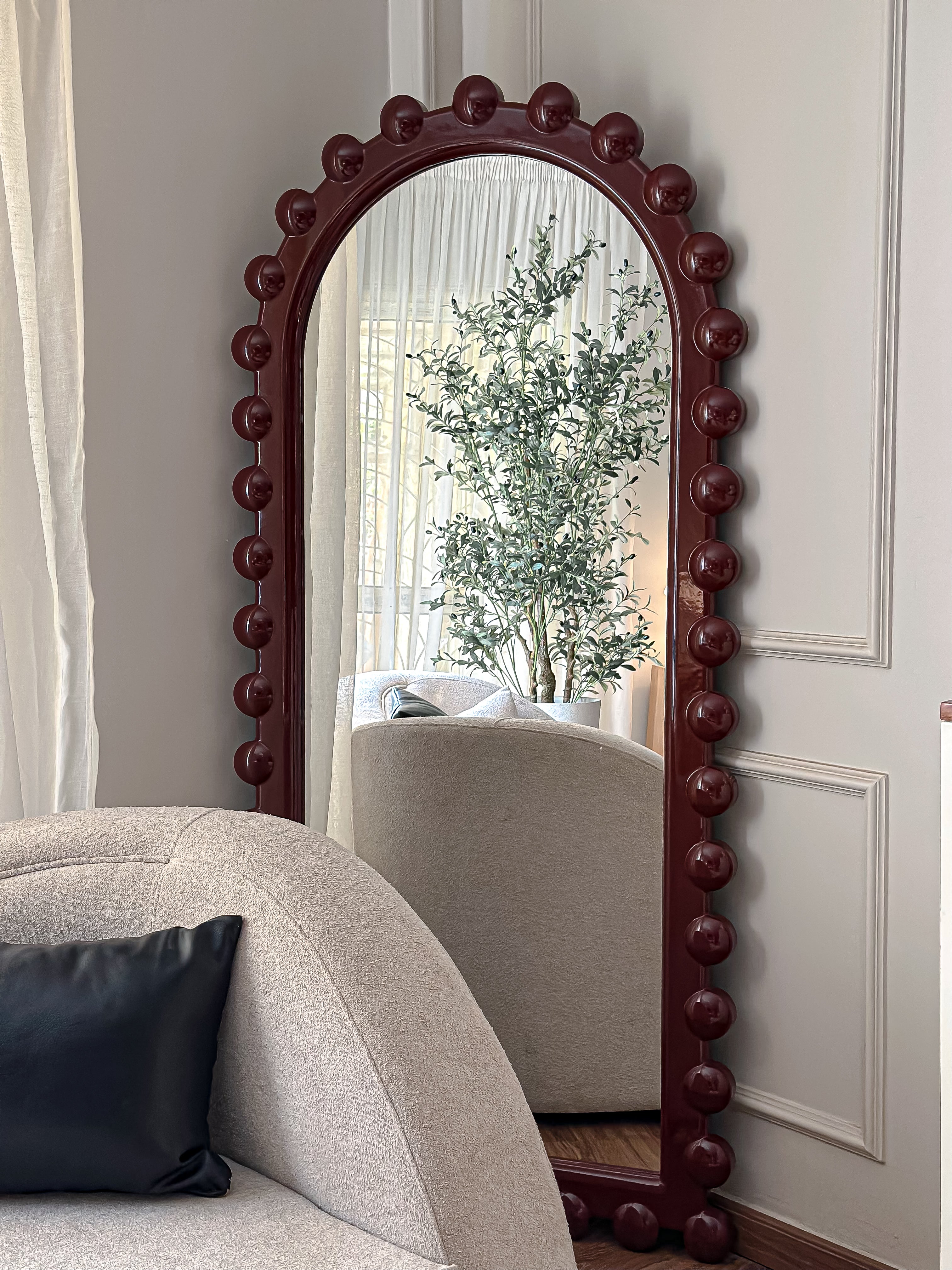 Burgundy floor mirror