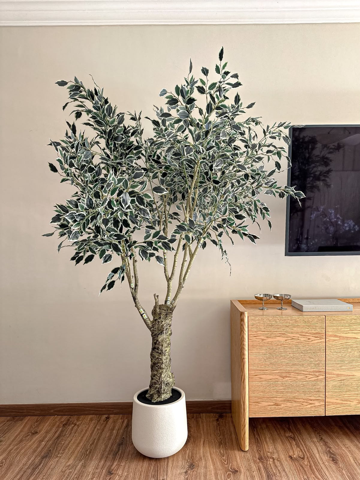 Artificial Variegated Ficus Tree - with pot